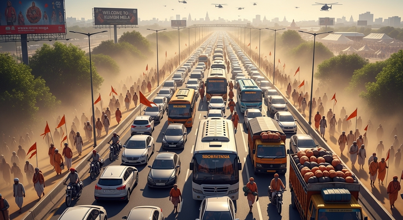 300-Km Traffic Jam to Maha Kumbh 2025