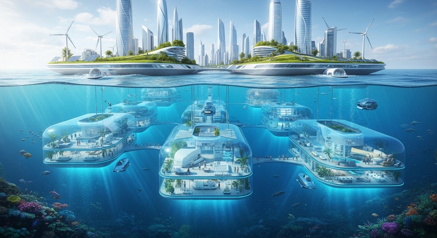 Future Cities Living Underwater in Neom's Advanced Floating Structures
